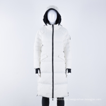 New Trend Long Sleeve White Hooded Coat Light Down Jacket for Women